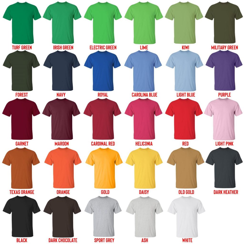 t shirt color chart - Subtronics Store